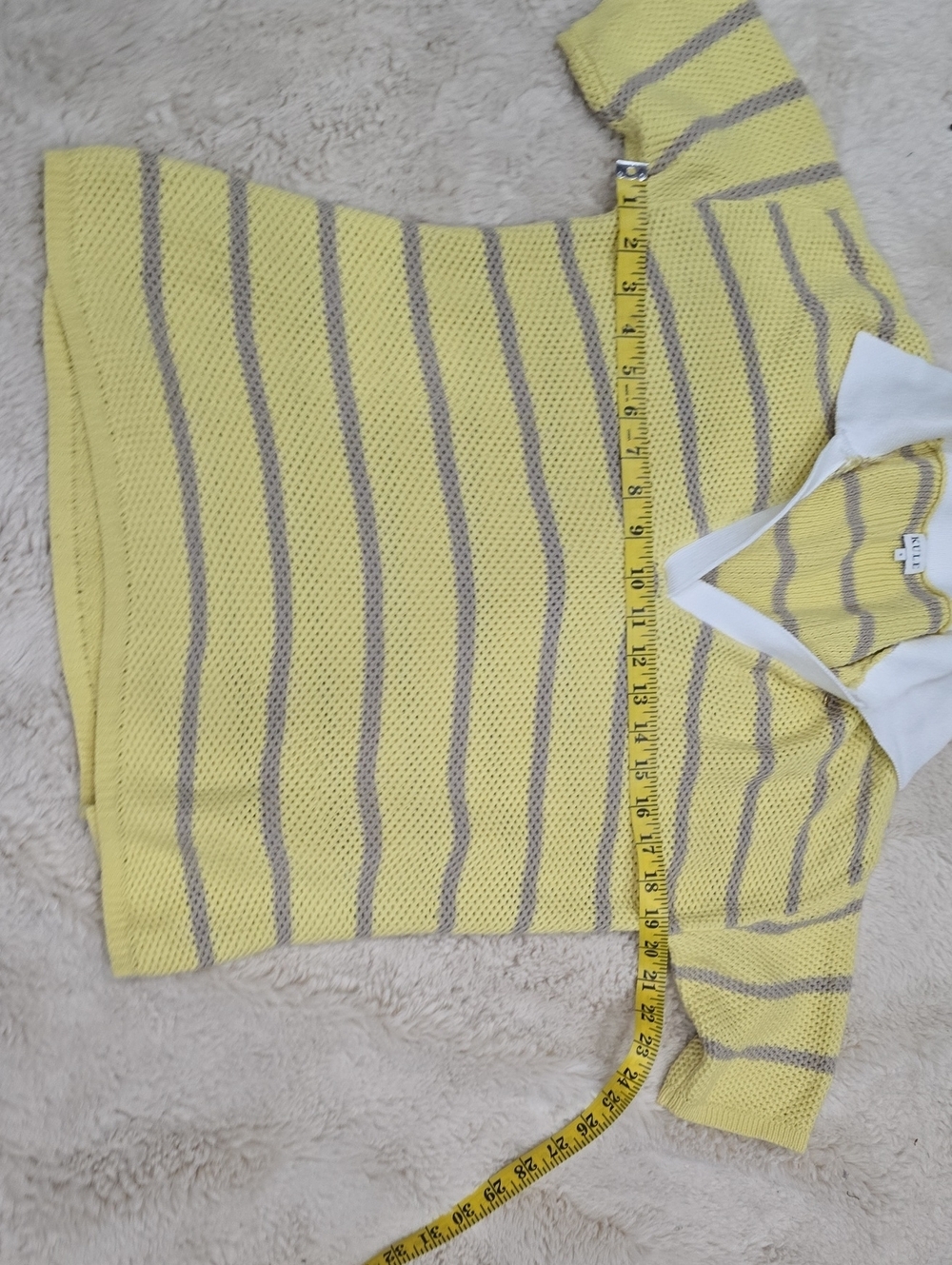 Yellow Striped Knit Polo Sweater